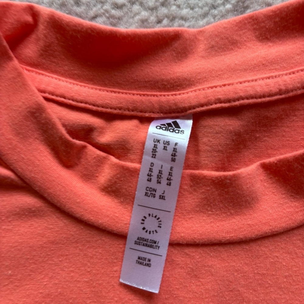 adidas Coral-Pink Short Sleeve Cropped Tee with Chest Logo XL - Picture 3 of 8